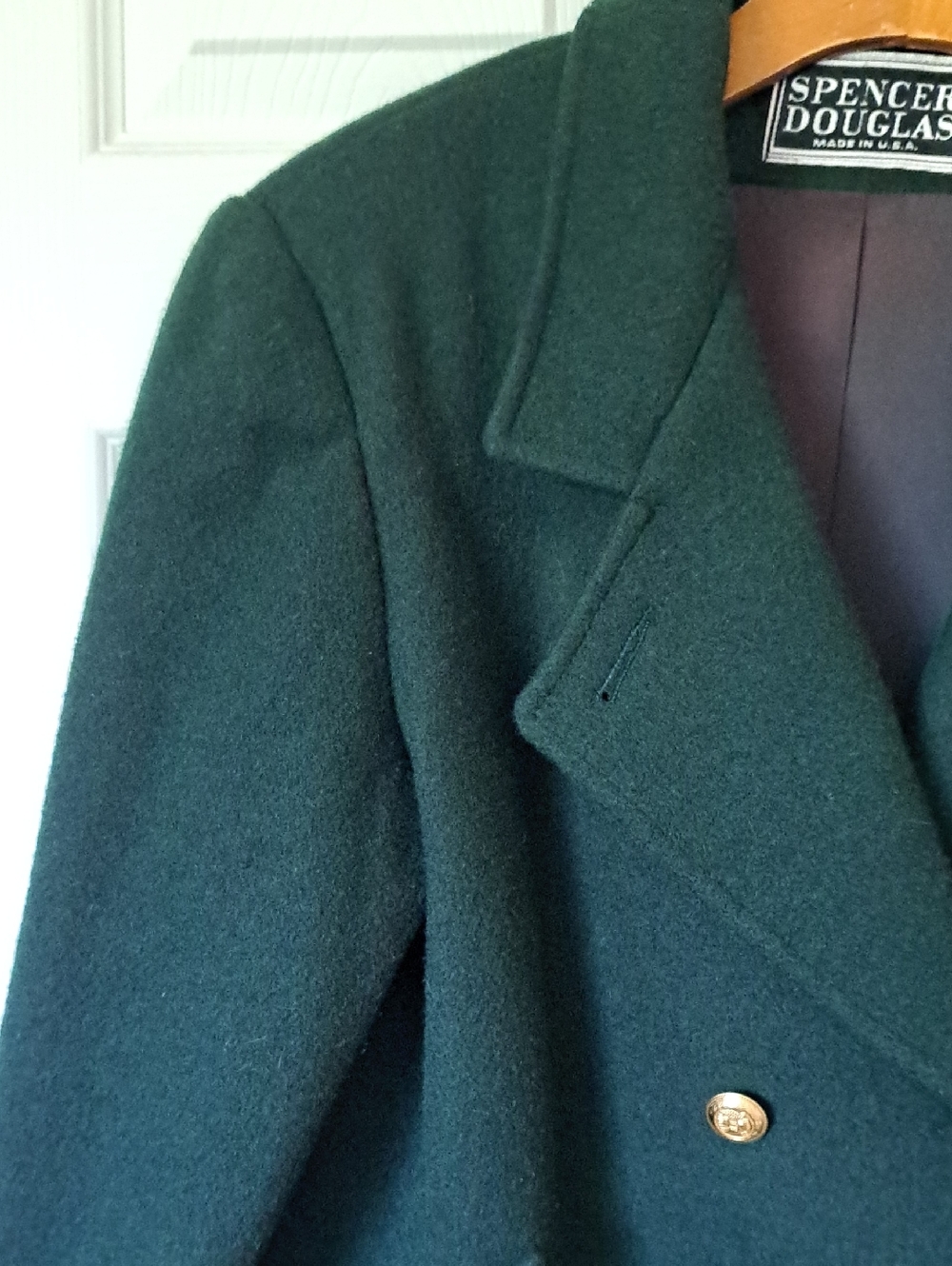 Vintage Wool Spencer Douglas Hunter Green Double Breasted Blazer Jacket Coat - Picture 3 of 11